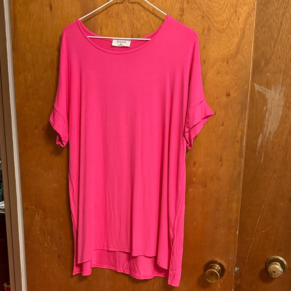 Zenana Outfitters Hot Pink Short Sleeve Tee
